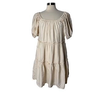 Antonio Melani Taylynn Tiered‎ Puff Sleeve Striped Midi Dress Womens Size Medium